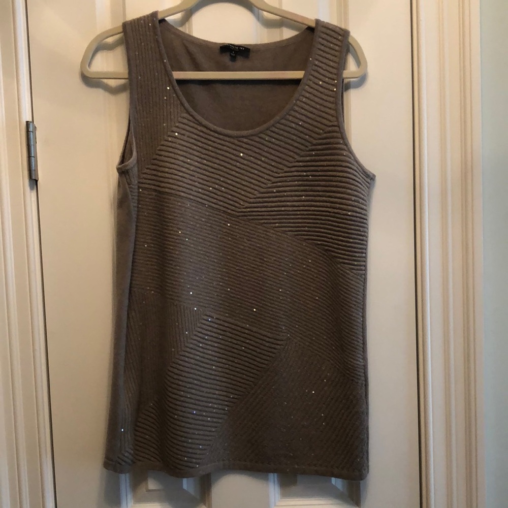 100% Cashmere knit tank sweater with sequins!